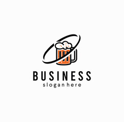 Beer glass Logo alcohol pub label. 
bar brewery vector design logo icon mug drink symbol beverage.