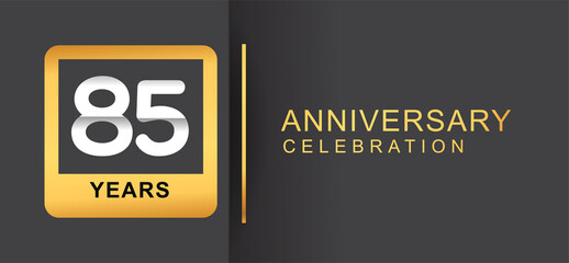 Obraz premium 85th years anniversary logo framed with golden square isolated on black background simple and modern design for anniversary celebration.