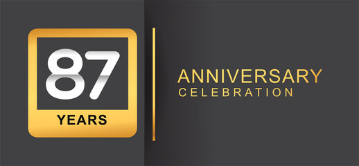 87th years anniversary logo framed with golden square isolated on black background simple and modern design for anniversary celebration.