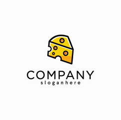 Minimalist Cheese logo design concept in the flat style Design Vector Illustration.