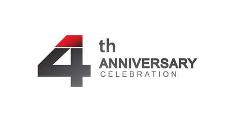 4th anniversary logo red and black design simple isolated on white background for anniversary celebration.