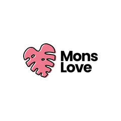 love monstera delicious heart shape logo vector icon illustration