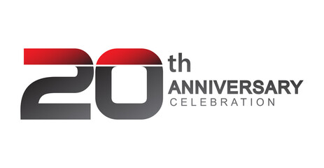 20th anniversary logo red and black design simple isolated on white background for anniversary celebration.