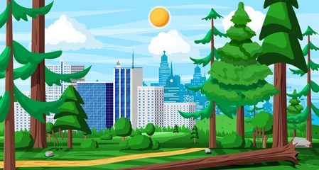 Fototapete Grün City Park Concept. Urban Forest Panorama.