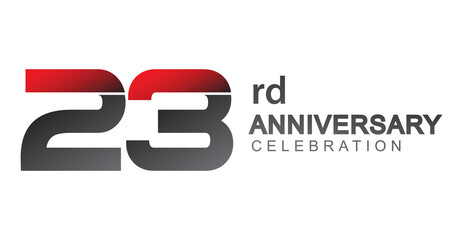 23rd anniversary logo red and black design simple isolated on white background for anniversary celebration.