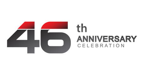 46th anniversary logo red and black design simple isolated on white background for anniversary celebration.