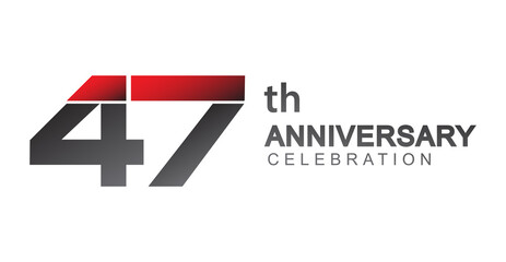47th anniversary logo red and black design simple isolated on white background for anniversary celebration.