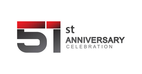 51st anniversary logo red and black design simple isolated on white background for anniversary celebration.