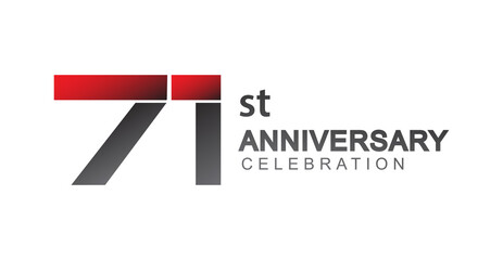 71st anniversary logo red and black design simple isolated on white background for anniversary celebration.