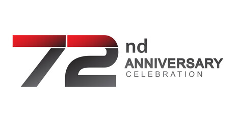 72nd anniversary logo red and black design simple isolated on white background for anniversary celebration.