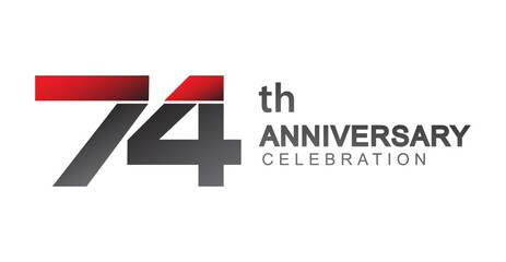 74th anniversary logo red and black design simple isolated on white background for anniversary celebration.