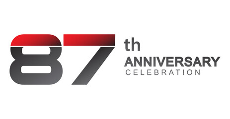 87th anniversary logo red and black design simple isolated on white background for anniversary celebration.