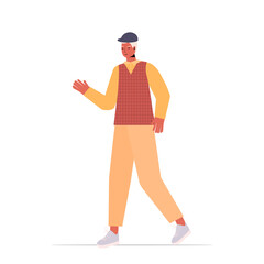 old man in casual trendy clothes senior male cartoon character standing pose gray haired grandfather