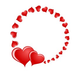 The round frame with red hearts.