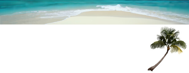 Sandy Beach and Sea Waves with Sea Horizon in Background - Detailed Colored Illustration for Your Banner or Background, Vector