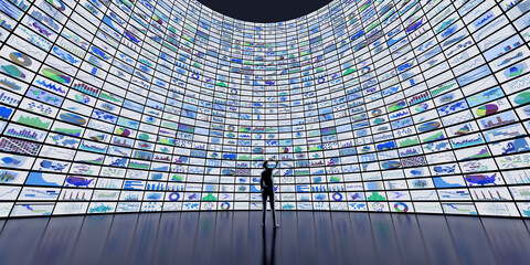 TV wall presenting financial charts © Gandini