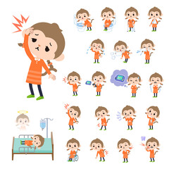 怪我や病気状態のさるの女の子のセット