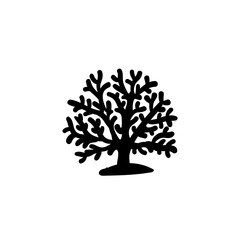 tree with roots, Simple modern silhouette coral tree logo design