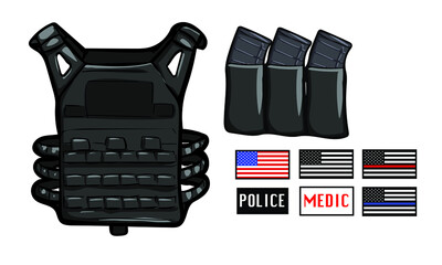 Plate Carrier Body Armor Bullet Proof Vest in Black