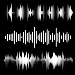 Abstract Digital Equalizers Set for Music App on Black Backdrop