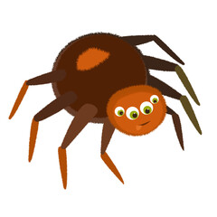 A cute brown spider with its tongue hanging out.