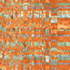 Fototapeta na wymiar Seamless funky graphic pattern motif of chaotic and psychedelic noise. High quality illustration. Glitchy messy technical failure like design. Dynamic linear optical illusion print for surface print.