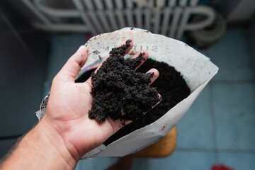 peat substrate for planting in a white bag