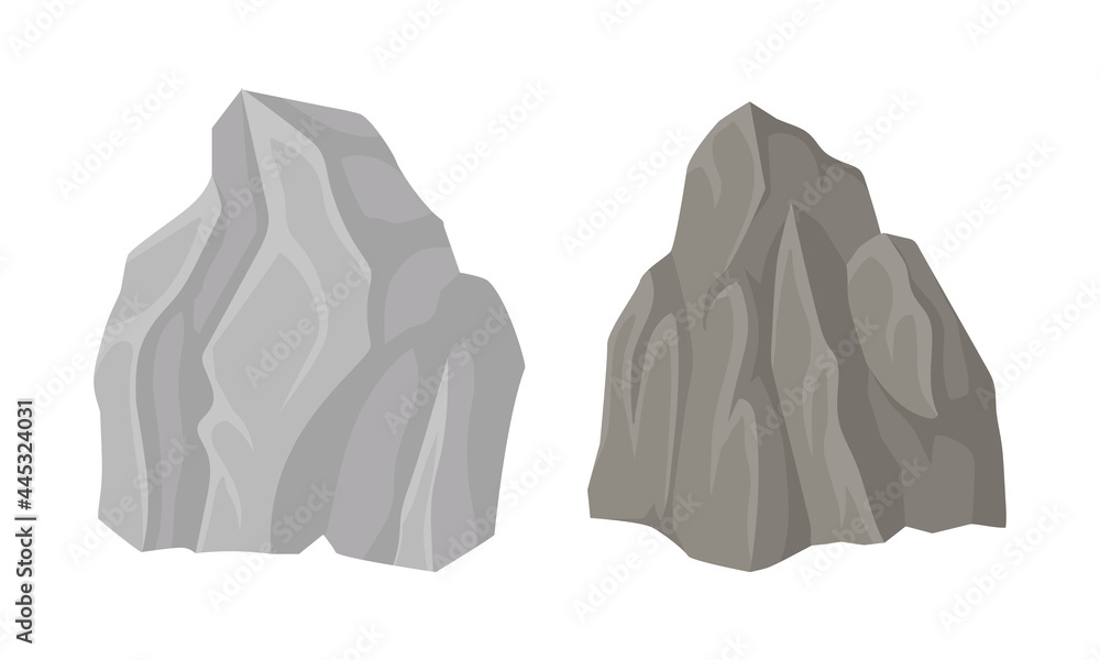 Poster massive boulder and cobble as rock fragment vector set