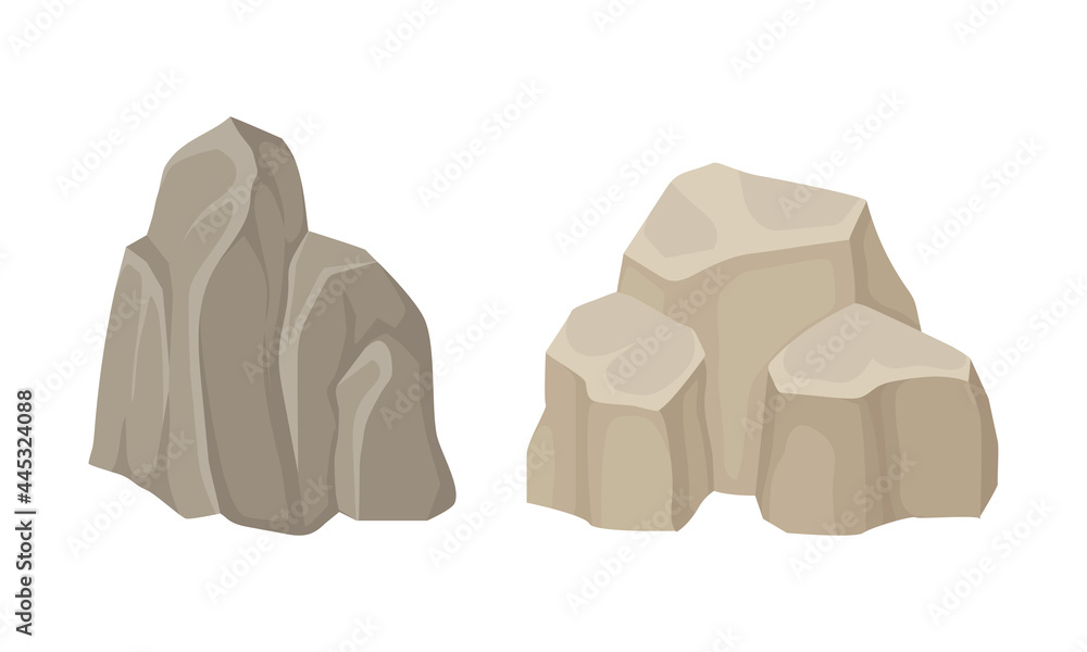 Poster massive boulder and cobble as rock fragment vector set