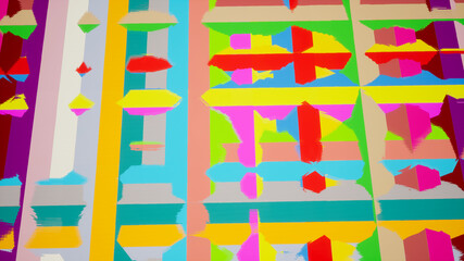 Abstraction about the rectangle - crazy colors. Crazy world of mathematical figures, rectangles, rectangles everywhere, crazy colors shimmering with every move. It's crazy. Rendering 3D - obrazy, fototapety, plakaty