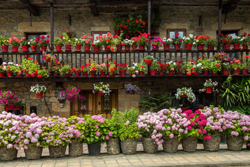 coloful street of lierganes medieval town, Spain