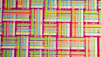 Abstraction about the rectangle - crazy colors. Crazy world of mathematical figures, rectangles, rectangles everywhere, crazy colors shimmering with every move. It's crazy. Rendering 3D