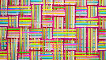 Abstraction about the rectangle - crazy colors. Crazy world of mathematical figures, rectangles, rectangles everywhere, crazy colors shimmering with every move. It's crazy. Rendering 3D