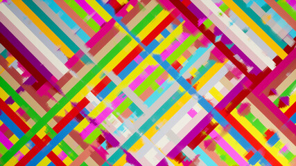 Abstraction about the rectangle - crazy colors. Crazy world of mathematical figures, rectangles, rectangles everywhere, crazy colors shimmering with every move. It's crazy. Rendering 3D - obrazy, fototapety, plakaty