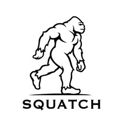 Bigfoot icon. Walking sasquatch symbol. Yeti sign. Squatch cryptid. Mythical ape man vector illustration. - obrazy, fototapety, plakaty