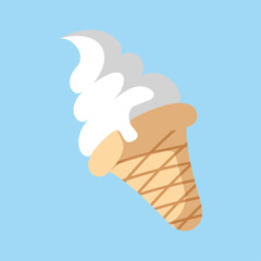 Vanilla ice cream cone flat design cartoon illustration style with color and shadow detail vector