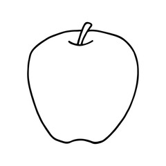 Fruit doodle apple. Fresh, healthy, sweet food. Hand drawn illustration. 