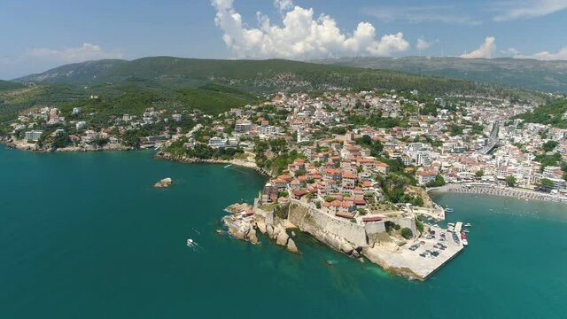 Aerial view of the old city of Ulcinj