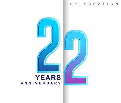 22nd Years Anniversary with colorful design. Applicable for brochure, flyer, Posters, web and Banner Designs, anniversary celebration