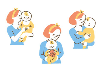 お母さんと赤ちゃん_セット_色