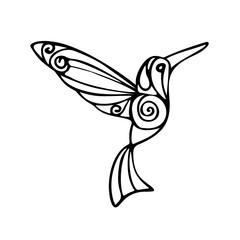 black and white hummingbird outline with a pattern