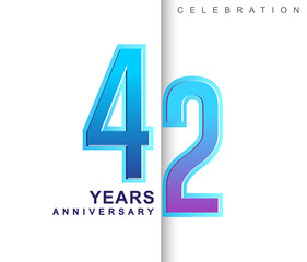 Obraz premium 42nd Years Anniversary with colorful design. Applicable for brochure, flyer, Posters, web and Banner Designs, anniversary celebration