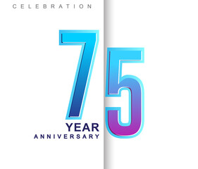 75th Years Anniversary with colorful design. Applicable for brochure, flyer, Posters, web and Banner Designs, anniversary celebration