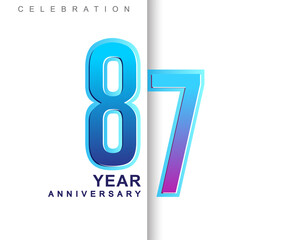 87th Years Anniversary with colorful design. Applicable for brochure, flyer, Posters, web and Banner Designs, anniversary celebration