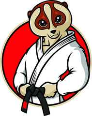 Slow Loris Mascot In Martial Art (Jiu Jitsu) Uniform Cartoon Character Design