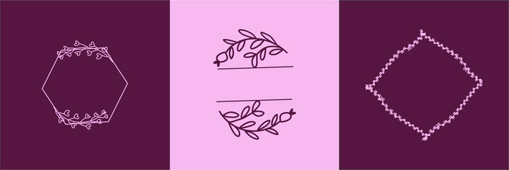Elegant Hand drawn floral wreaths collection 