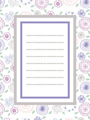 紫系フラワーパターンお手紙フレーム