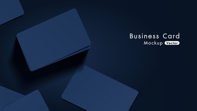Elegant and modern navy business cards mockup tamplate with dark background. Vector illustration