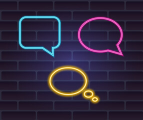 vector image of neon signs for dialogue