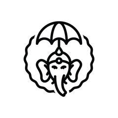 Black line icon for pooram